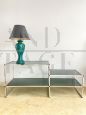 Double vintage console in chromed metal and smoked glass, Italy 1970s