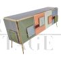 Design sideboard with 4 doors in multicolored glass