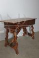 Antique Piedmontese refectory desk or table in solid walnut, 18th century
                            