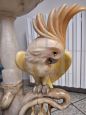 Art deco alabaster floor lamp with parrot sculptures