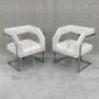 Pair of modern design armchairs in white eco-leather, late 1900s
                            