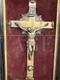 Antique 19th century bronze crucifix with frame