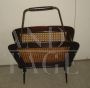 Vintage magazine rack from the 1950s-1960s in wood and Vienna straw