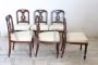 Set of 6 antique English mahogany chairs from the 19th century with padded seats