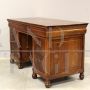 Antique Louis Philippe desk in walnut with drawers, 19th century Italy