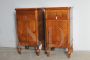 Pair of antique Louis Philippe bedside tables in blond walnut, Central Italy 1850