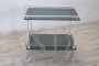 Vintage chromed food trolley with smoked glass tops, 1980s