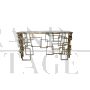Double-sided console in Murano glass with geometric base in chrome-gold steel