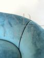 Curved teal blue velvet sofa, 1950s