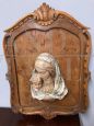 Headboard sculpture of Madonna with Child in majolica from the 1950s