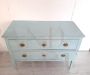 Antique Louis XVI chest of drawers in light blue lacquered wood, late 18th century