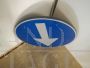 Vintage mandatory direction road sign, Italy 1990