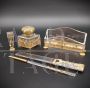 Rare antique Napoleon III writing set in gilt bronze and crystal