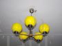 1960s mid-century chandelier with 5 yellow spheres