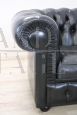 Black leather Chesterfield sofa and armchair, 1980s