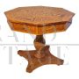 Classic antique style richly inlaid octagonal table