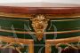 Pair of antique Napoleon III corner cabinets in green and gold lacquered wood