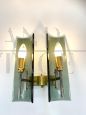 Pair of Veca wall lamps in smoked glass with 2 lights