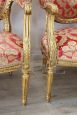 Antique gilded Louis XVI style living room, sofa and 4 armchairs