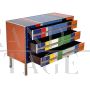Vintage design chest of drawers in multicolored glass with 3 drawers, 1980s
