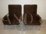 Pair of 60s - 70s armchairs in metal and brown corduroy velvet