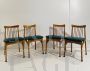 Set of 4 vintage beech and green skai dining chairs, 1960s       
