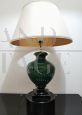 Green and gold ceramic living room table lamp