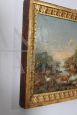 Painting with bucolic scene, oil on panel from the late 18th century in an antique frame