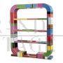 Art Deco style open bookcase in multicolored Murano glass