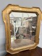 Antique tray mirror from the mid-19th century in gold leaf with engraved workmanship