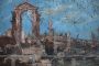 Antique Venice oil painting on wood from the 19th century                  