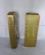Pair of golden bathroom wall cabinets with mirror surface