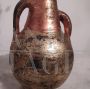 Amphora vase from the 60s in terracotta and gold leaf