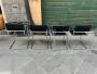 Set of 4 cantilever chairs in steel and black leather in Mart Stam style