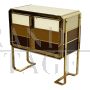 Striped glass sideboard in shades of brown