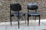 Pair of Cassina office chairs in black leather, 1950s