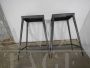 Pair of industrial workshop stools with footrest