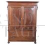Antique late 19th century rustic wardrobe in solid walnut