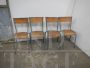 Set of 4 stackable gray Mullca chairs with light wood seat, 1960s