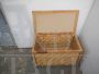 Vintage bamboo rattan trunk with wheels, 1970s