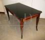 Vintage 60s table with black glass top and threaded decorations