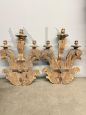Antique pair of large gilded and carved wooden wall lights, 19th century