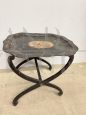 Small antique picnic table with painted tray, 1850