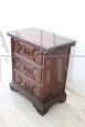 Antique solid walnut bedside table from the 18th century                            
