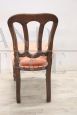 Antique single chair from the 19th century covered in peach colored velvet