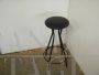 Vintage hourglass stool with black eco-leather seat
