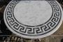 Antique round table top in inlaid Carrara marble