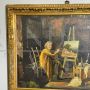 Antique painting depicting a painter's studio, France 1850s