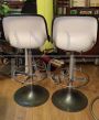Pair of vintage Tulip stools in white plastic and black skai, 1970s