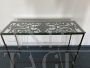 Vintabe wrought iron console with glass top